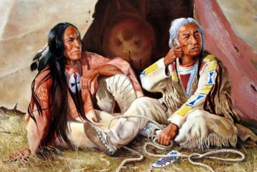 Art occidental américain Indiens 72 Peinture à l'huile